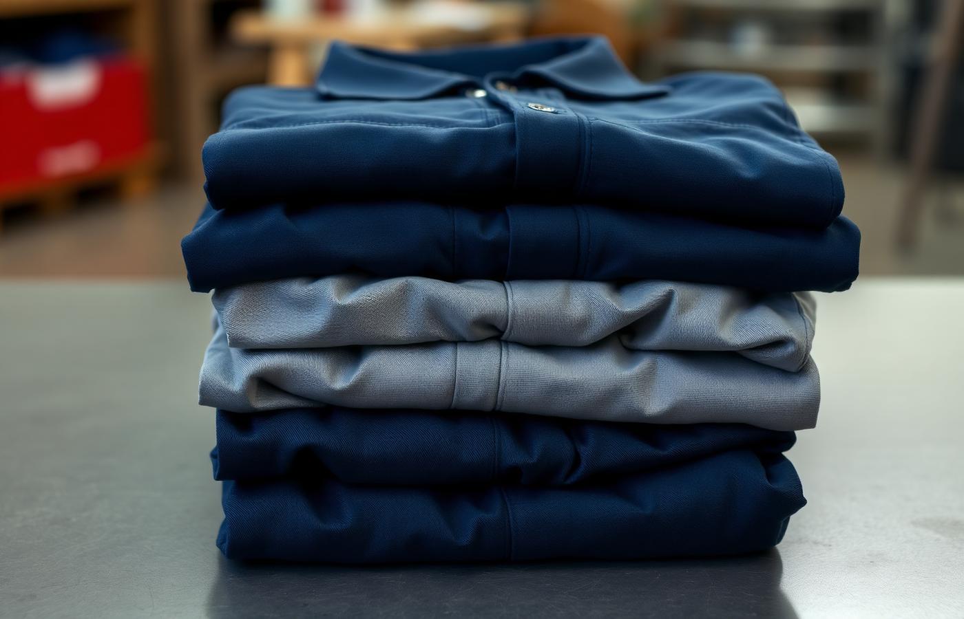 Pressed and folded work uniforms