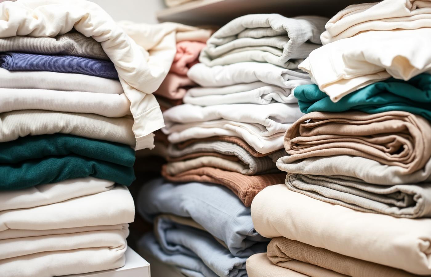 Folded bed linens and towels for senior care