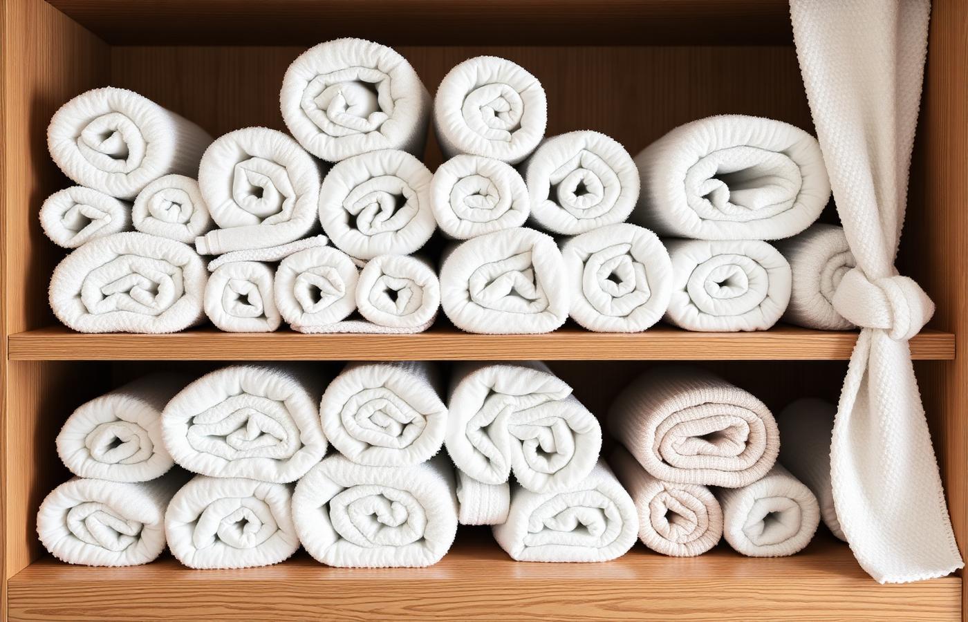 Folded spa towels and robes